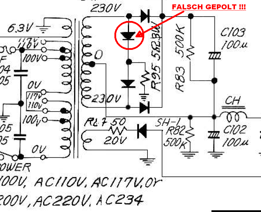 FL-100B Schaltplan Fehler