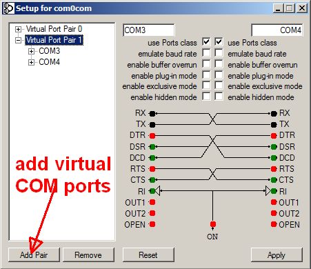 com0com config for DXlab Commander and Win-Test