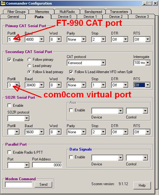 Commander config ports