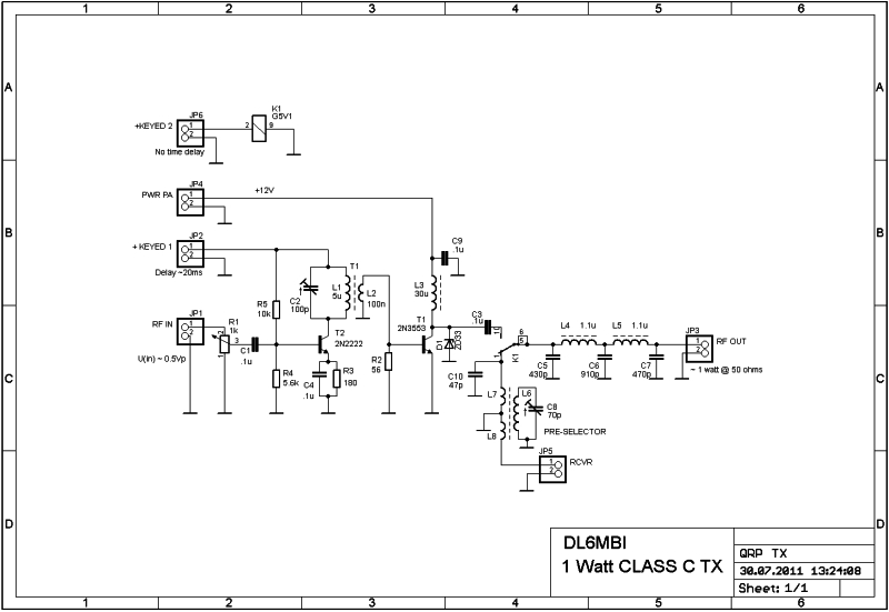 CW QRP transmitter – schematic